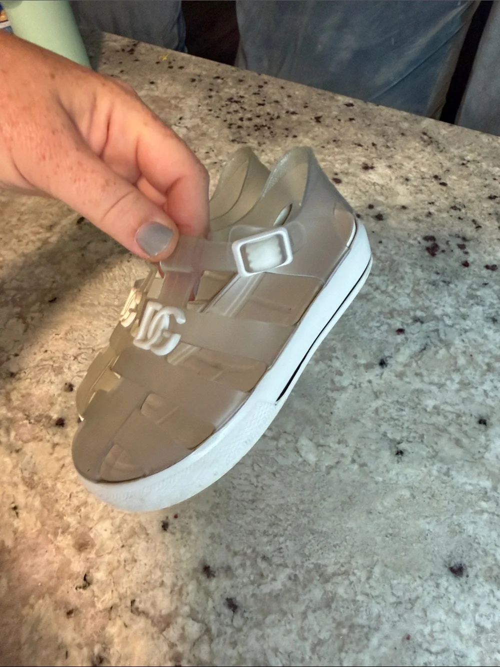 Dolce & Gabbana Kids Cream Jelly Logo Sandals